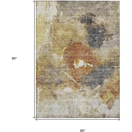 Taupe Black And Copper Abstract Washable Indoor Outdoor Area Rug Photo 3