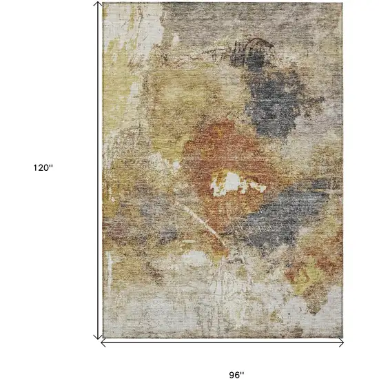 Taupe Black And Copper Abstract Washable Indoor Outdoor Area Rug Photo 3