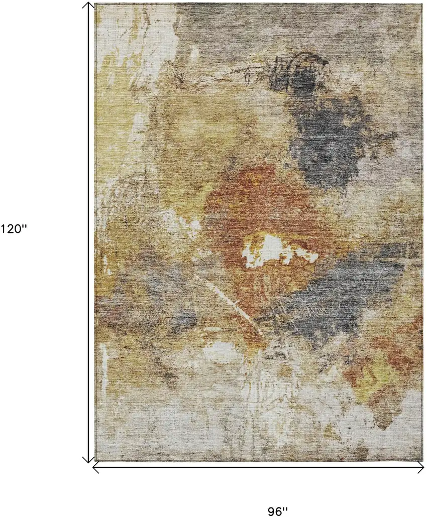 Taupe Black And Copper Abstract Washable Indoor Outdoor Area Rug Photo 3