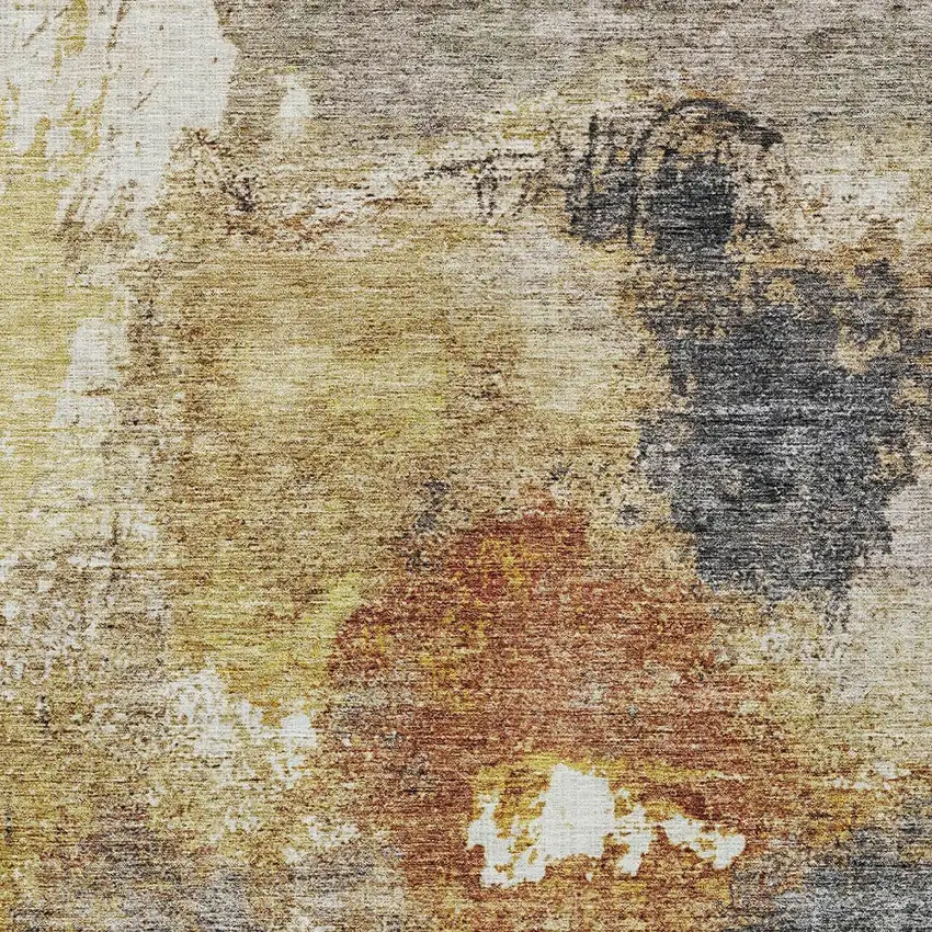 Taupe Black And Copper Abstract Washable Indoor Outdoor Area Rug Photo 6