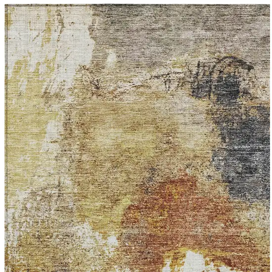 Taupe Black And Copper Abstract Washable Indoor Outdoor Area Rug Photo 6