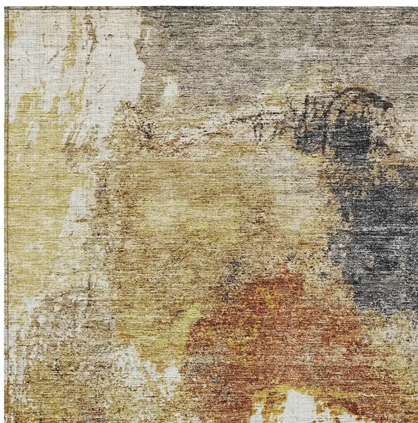 Taupe Black And Copper Abstract Washable Indoor Outdoor Area Rug Photo 6