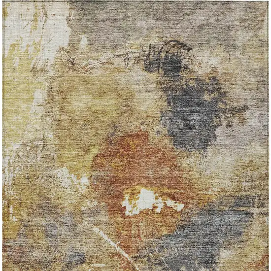 Taupe Black And Copper Abstract Washable Indoor Outdoor Area Rug Photo 7