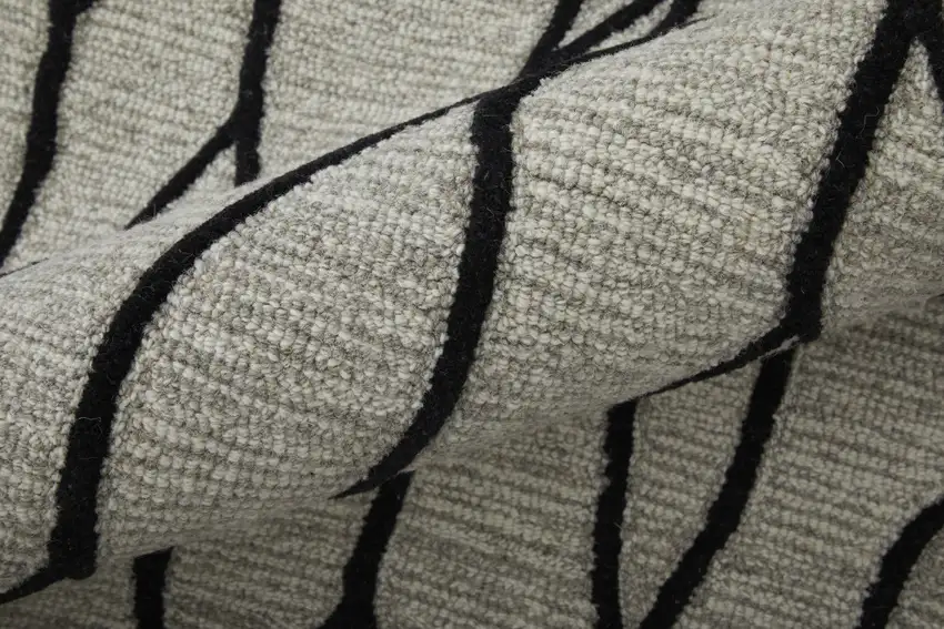 Taupe Black And Gray Wool Abstract Tufted Handmade Stain Resistant Area Rug Photo 9