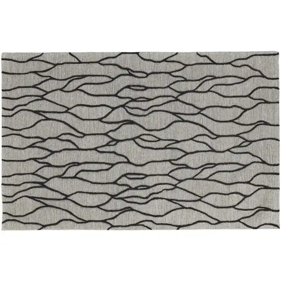 Gray And Black Wool Abstract Hand Tufted Area Rug Photo 2