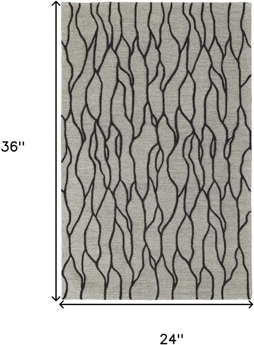 Taupe Black And Gray Wool Abstract Tufted Handmade Stain Resistant Area Rug Photo 10