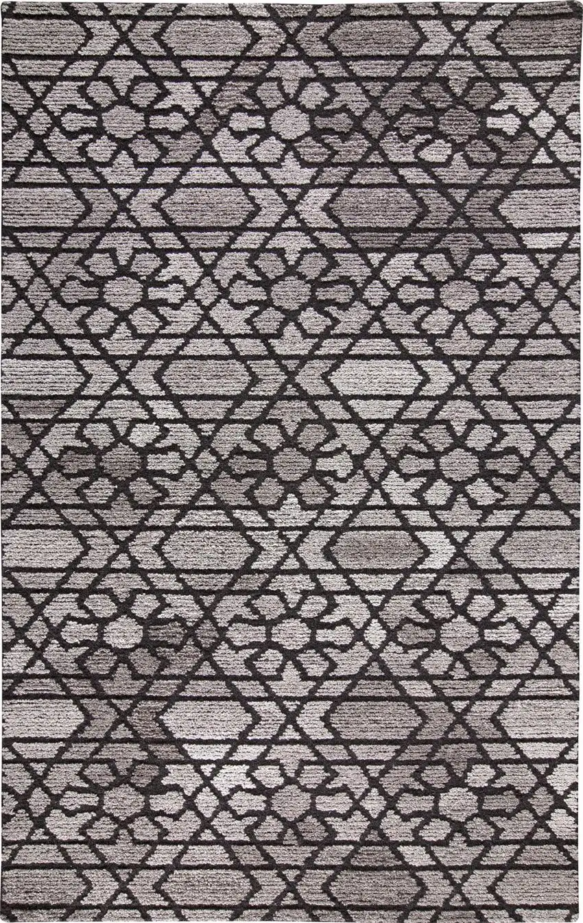 Taupe Black And Gray Wool Paisley Tufted Handmade Area Rug Photo 1