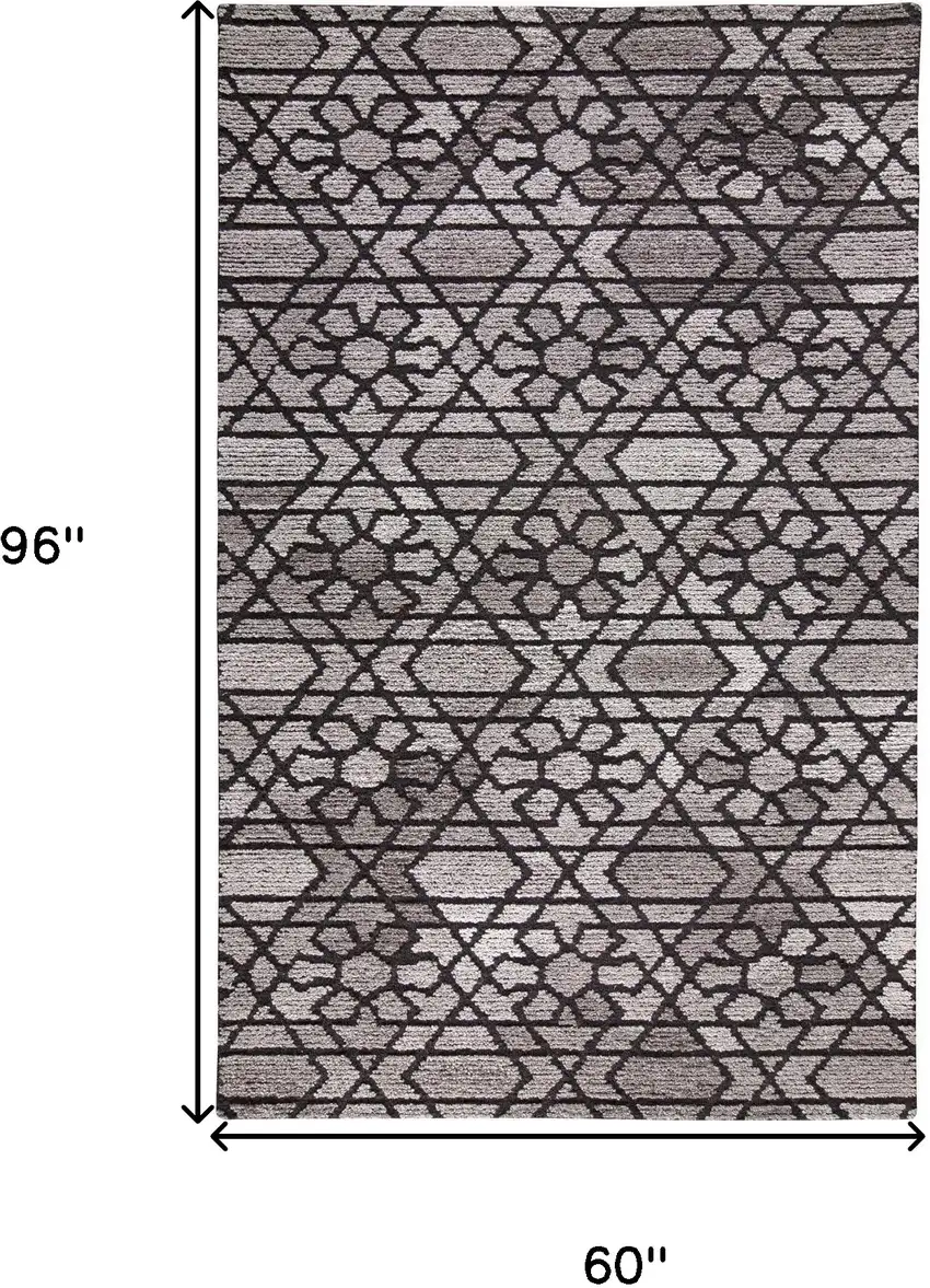 Black and Taupe Wool Paisley Hand Tufted Area Rug Photo 3