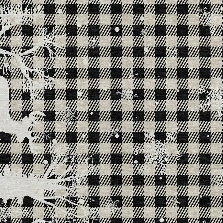 Taupe Black And Ivory Plaid Washable Indoor Outdoor Area Rug Photo 3