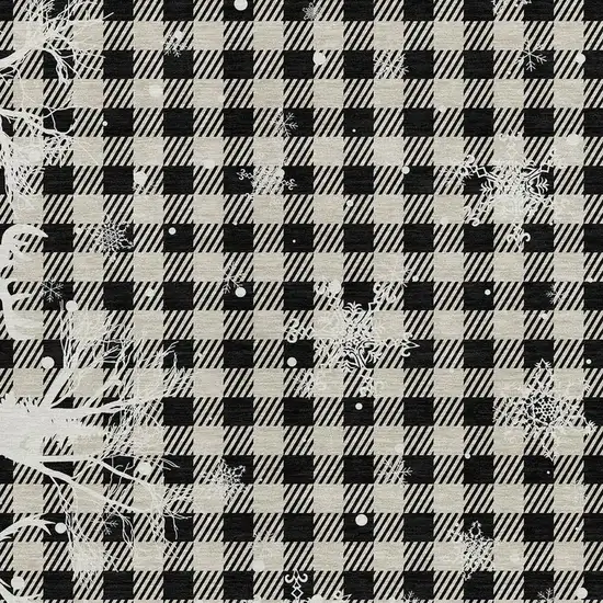 Taupe Black And Ivory Plaid Washable Indoor Outdoor Area Rug Photo 3