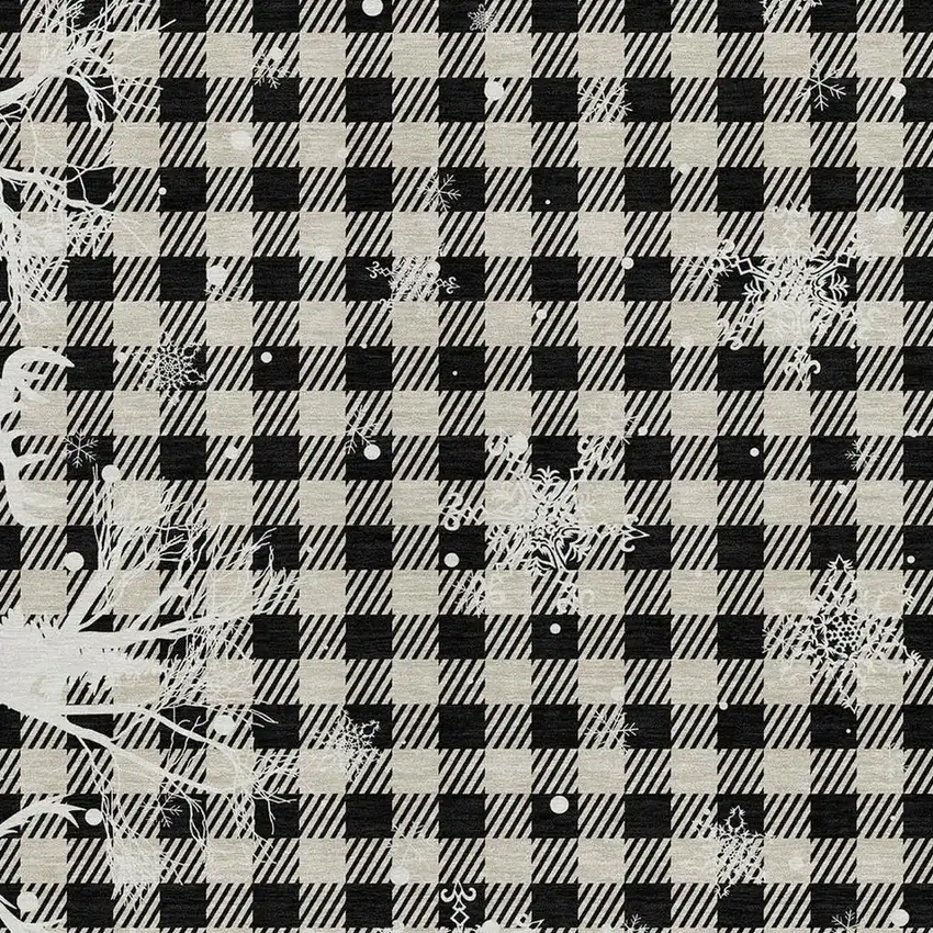 Taupe Black And Ivory Plaid Washable Indoor Outdoor Area Rug Photo 3