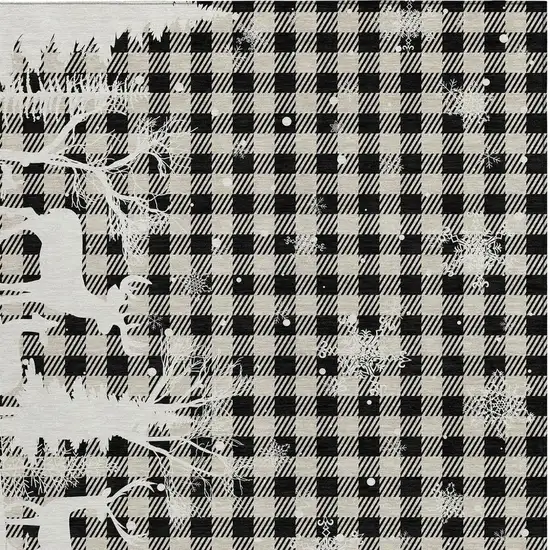 Taupe Black And Ivory Plaid Washable Indoor Outdoor Area Rug Photo 3