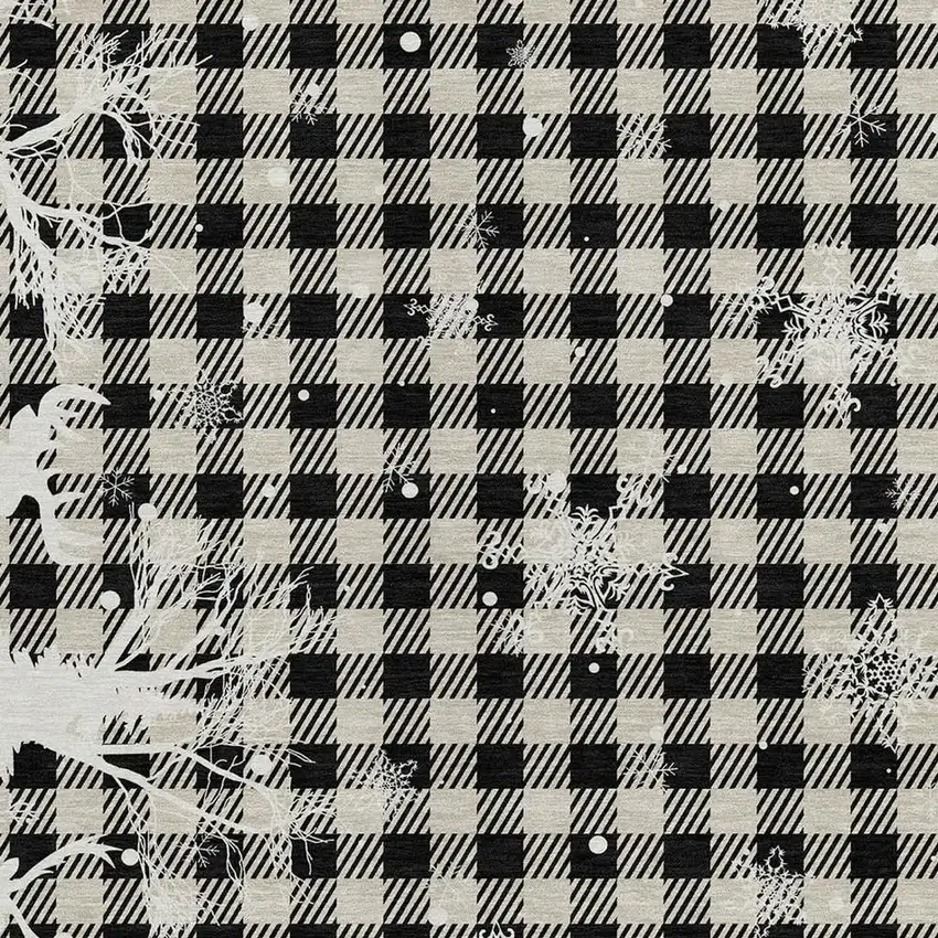 Taupe Black And Ivory Plaid Washable Indoor Outdoor Area Rug Photo 3