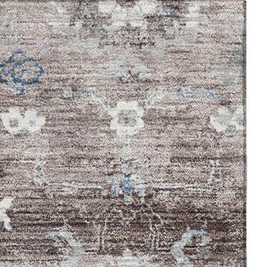 Taupe Blue And Beige Oriental Washable Area Rug With UV Protection Photo 2