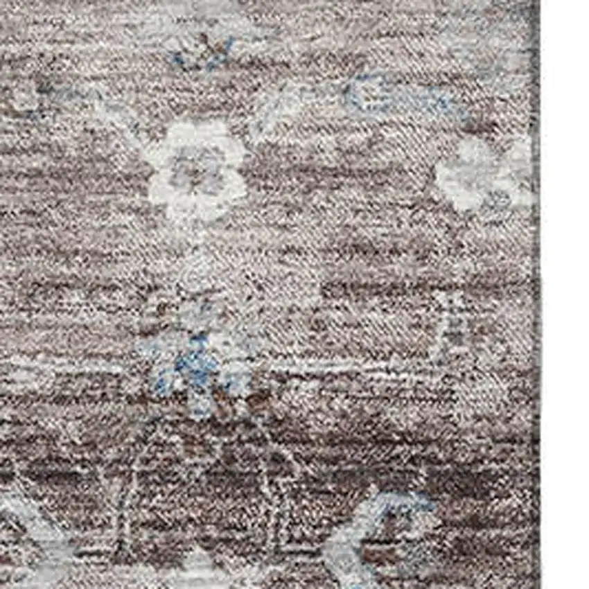 Taupe Blue And Beige Oriental Washable Area Rug With UV Protection Photo 2