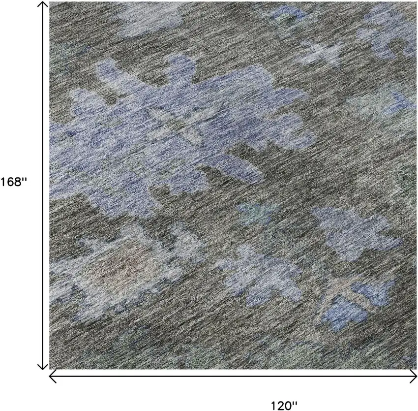 Taupe Blue And Brown Floral Washable Area Rug With UV Protection Photo 8