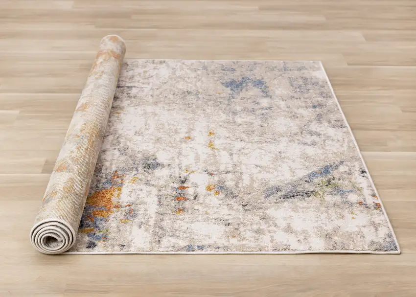 Taupe Blue And Copper Abstract Area Rug Photo 9