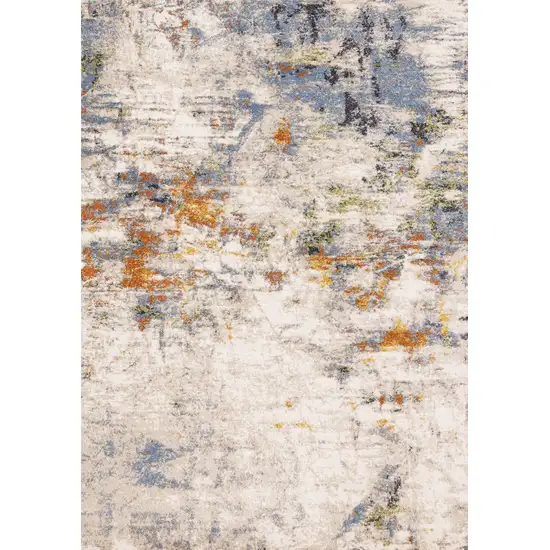 Taupe Blue And Copper Abstract Area Rug Photo 4
