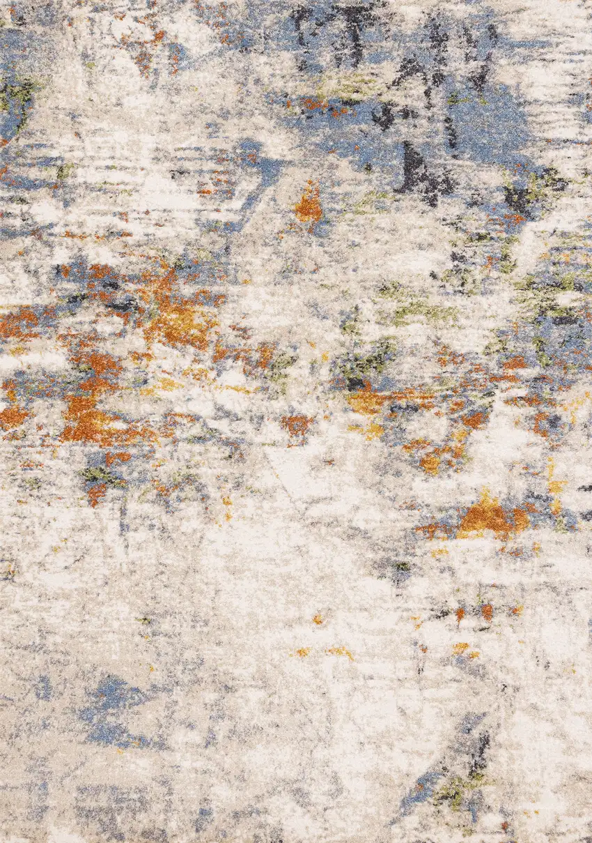 Taupe Blue And Copper Abstract Area Rug Photo 4