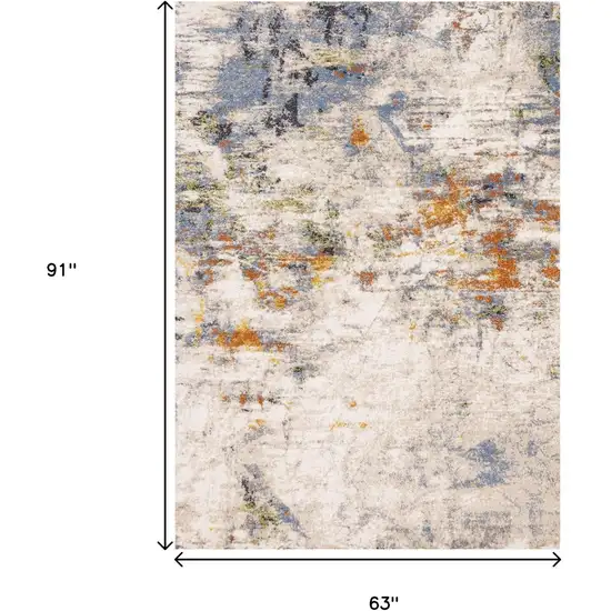 Taupe Blue And Copper Abstract Area Rug Photo 3