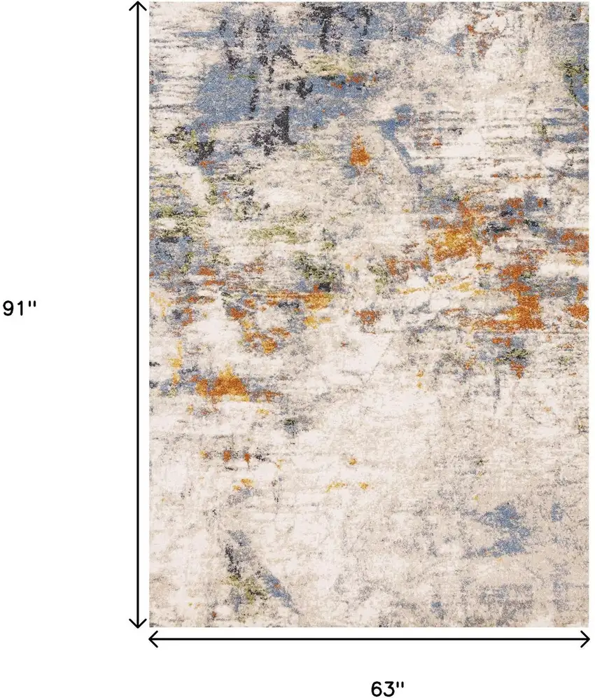 Taupe Blue And Copper Abstract Area Rug Photo 3