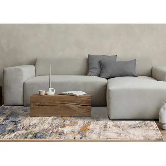 Taupe Blue And Copper Abstract Area Rug Photo 6