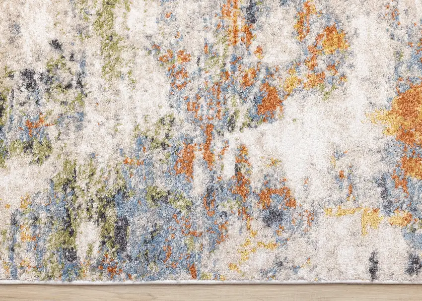 Taupe Blue And Copper Abstract Area Rug Photo 9