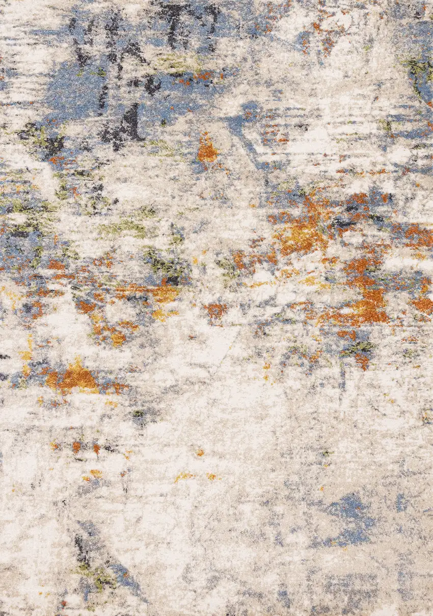 Taupe Blue And Copper Abstract Area Rug Photo 2