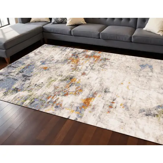 Taupe Blue And Copper Abstract Area Rug Photo 1