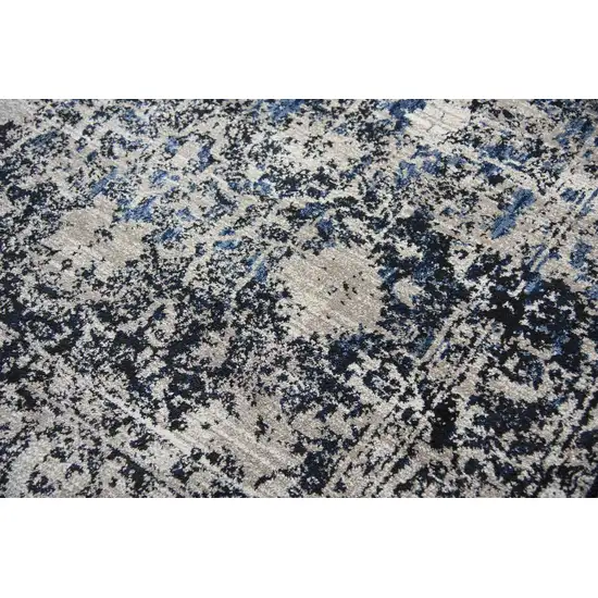 Taupe Blue And Dark Blue Oriental Area Rug Photo 4