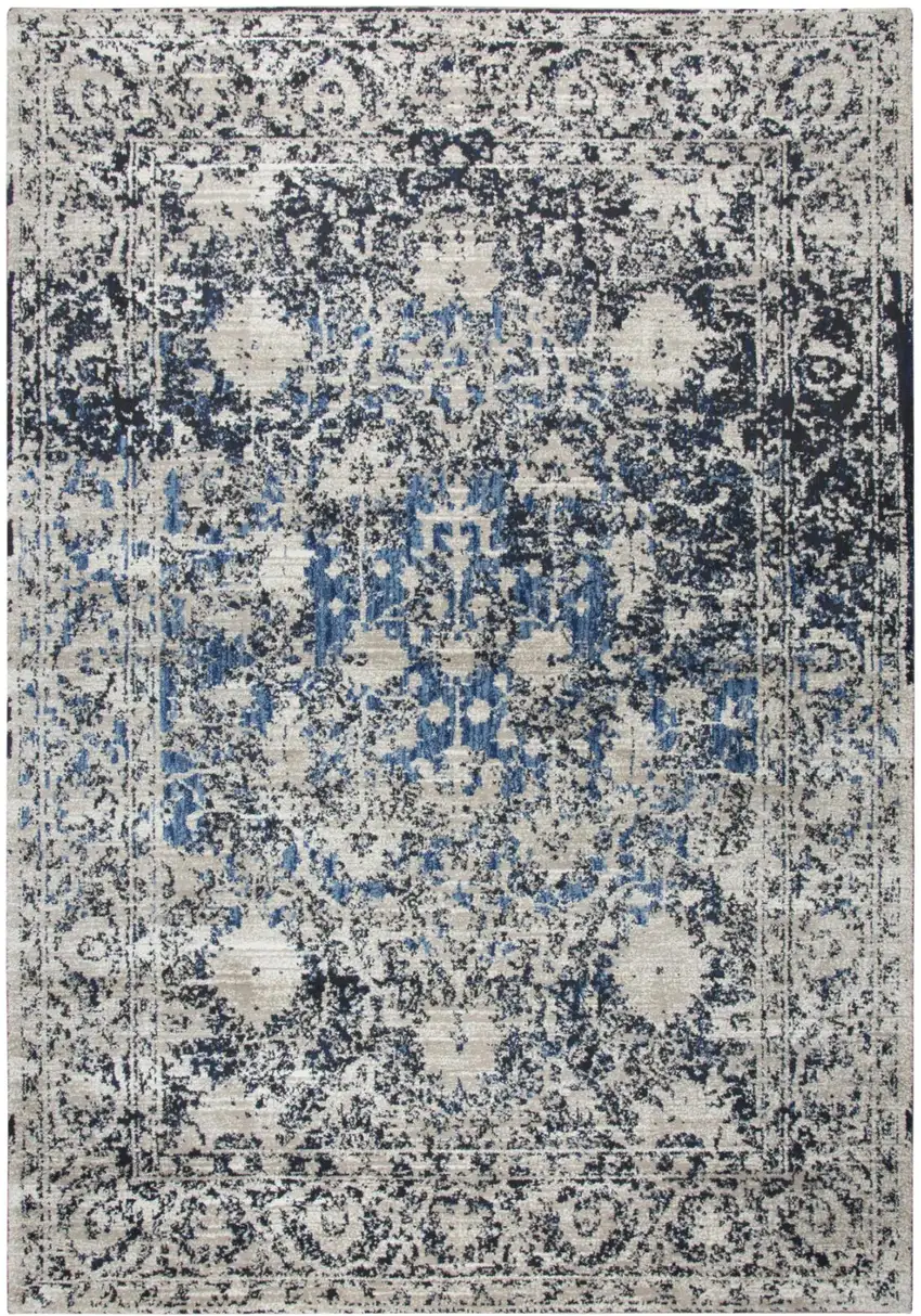 Taupe Blue And Dark Blue Oriental Area Rug Photo 2