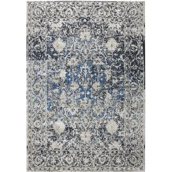 Taupe Blue And Dark Blue Oriental Area Rug Photo 2