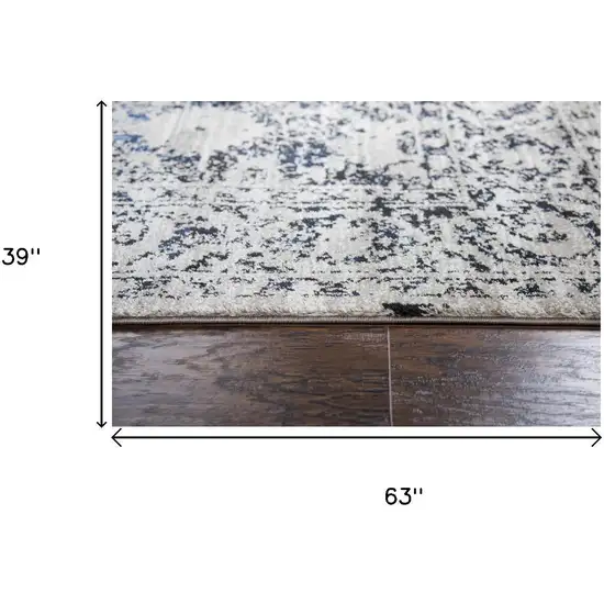 Taupe Blue And Dark Blue Oriental Area Rug Photo 6