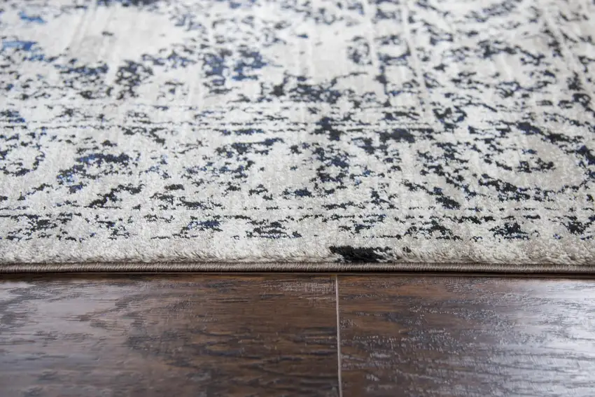 Taupe Blue And Dark Blue Oriental Area Rug Photo 1