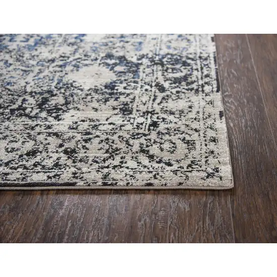 Taupe Blue And Dark Blue Oriental Area Rug Photo 3