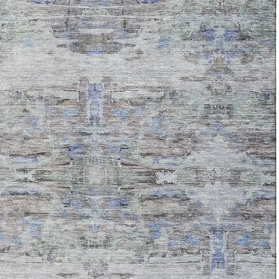 Taupe Blue And Gray Abstract Washable Area Rug With UV Protection Photo 3