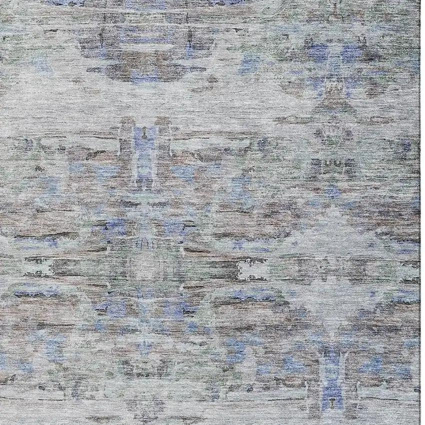 Taupe Blue And Gray Abstract Washable Area Rug With UV Protection Photo 3