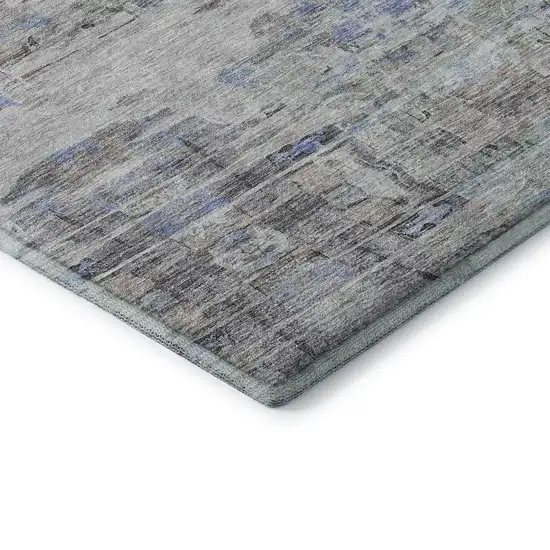 Taupe Blue And Gray Abstract Washable Area Rug With UV Protection Photo 9