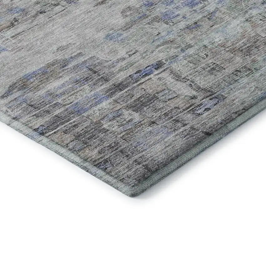 Taupe Blue And Gray Abstract Washable Area Rug With UV Protection Photo 9