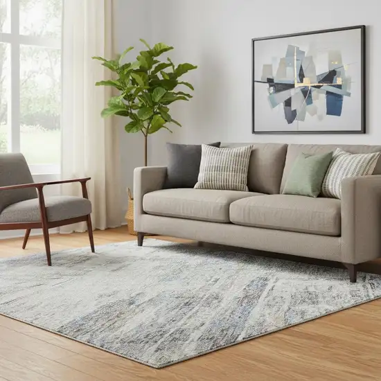 Taupe Blue And Gray Abstract Washable Area Rug With UV Protection Photo 2