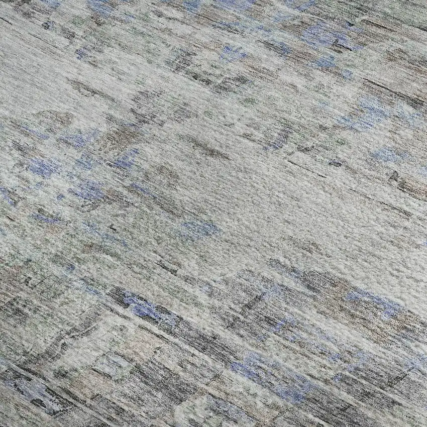 Taupe Blue And Gray Abstract Washable Area Rug With UV Protection Photo 3
