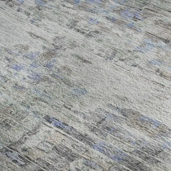 Taupe Blue And Gray Abstract Washable Area Rug With UV Protection Photo 3
