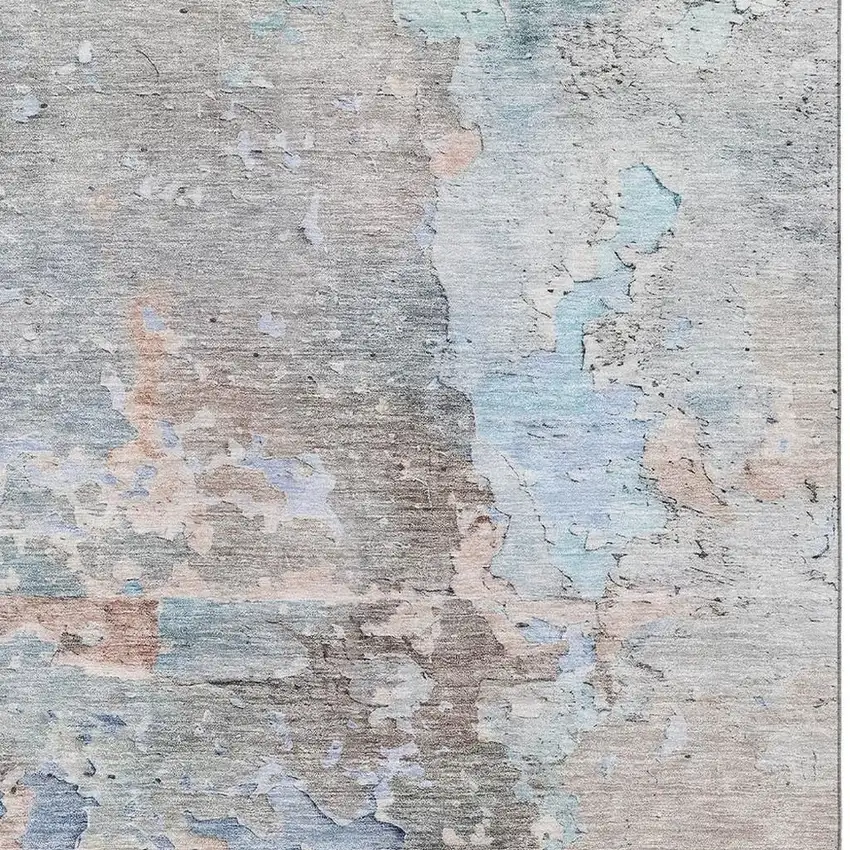 Taupe Blue And Gray Abstract Washable Area Rug With UV Protection Photo 2
