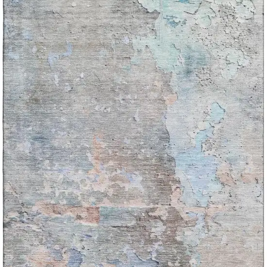 Taupe Blue And Gray Abstract Washable Area Rug With UV Protection Photo 3