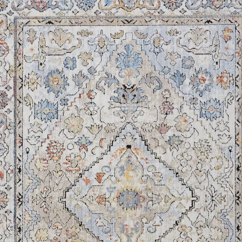 Blue and Gray Floral Area Rug Photo 6