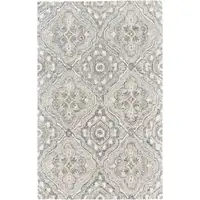 Photo of Taupe Blue And Gray Wool Floral Tufted Handmade Area Rug