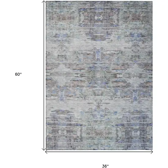 Taupe Blue And Green Abstract Washable Indoor Outdoor Area Rug Photo 8