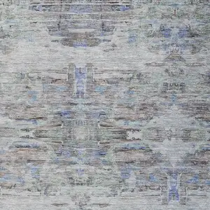 Photo of Taupe Blue And Green Abstract Washable Indoor Outdoor Area Rug
