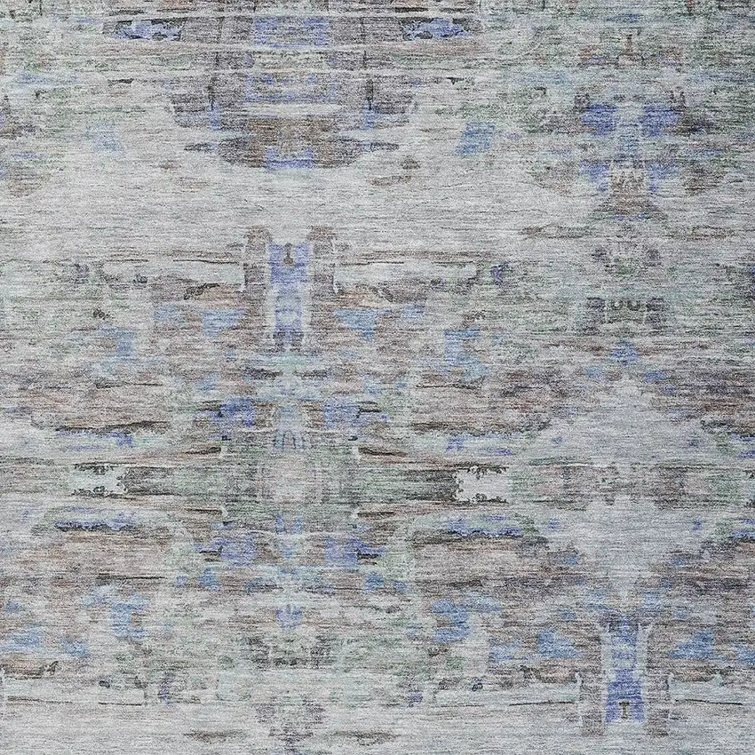 Taupe Blue And Green Abstract Washable Indoor Outdoor Area Rug Photo 6