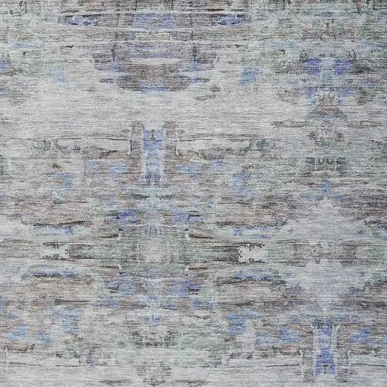 Taupe Blue And Green Abstract Washable Indoor Outdoor Area Rug Photo 6